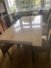 Kesterport Solid Marbled Table with 6 Chairs Set