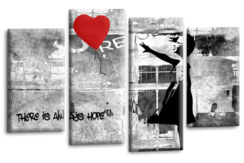Banksy wall art print - red, grey