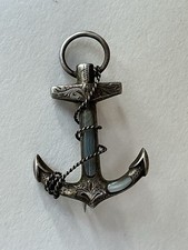 Antique Silver & Agate Fouled Anchor Brooch Hallmarked Victorian, 1899