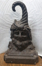 Antique Cast Iron Door Stop Porter Figural Bacchus 19th Century Cornucopia Heavy