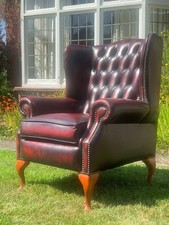 Vintage Leather Chesterfield Wing Back Chair 