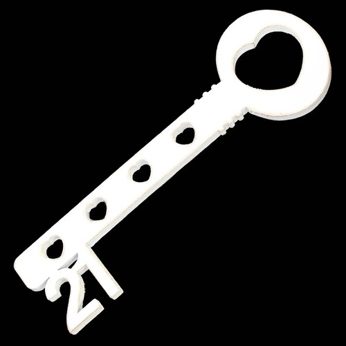 White wooden heart cut key - white,