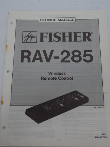 Fisher rav 285 wireless - fisher, remote