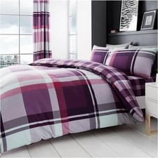 Tartan Checked Grey Duvet Cover Quilt Bedding Set With Pillowcases All Sizes UK