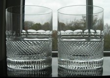Vintage - Two Cut Whisky Glasses - Good Size & Weight