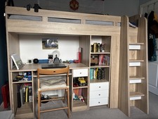Combi High Sleeper Bed with Desk, Wardrobe, and Drawers