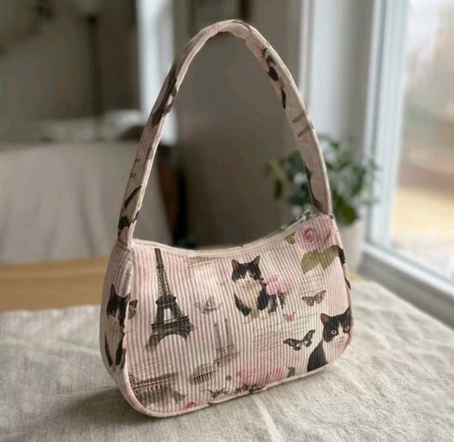 Soft cord handbag cat - soft, paris