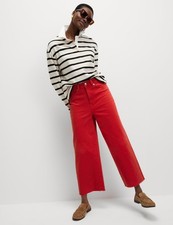Marks & Spencer Womens Red Cotton Cropped leg Women Jeans - M&S