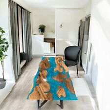 Blue epoxy Resin Console Bar Cafeteria Dining Table Wooden Kitchen Farmhouse Dec