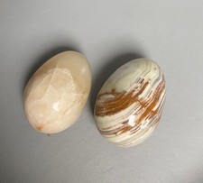 Vintage Marble Onyx Stone Eggs X 2  Polished Stones