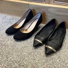 Ladies Size 6 Eu39 Black Shoe Bundle H&M Aldo Heels Court Shoes Flat Leather