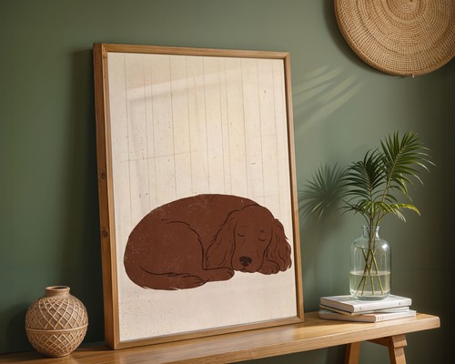 Sleeping spaniel poster - a4,