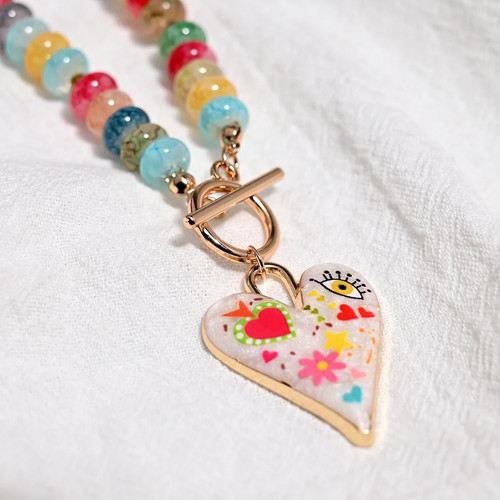 Colorful glass beads heart - colorful,