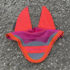 Eqisafety Hi Vis Pink Orange Fly Veil Ears Horse Size