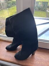Ladies New Look knee high black suede pull on boots pre owned. 