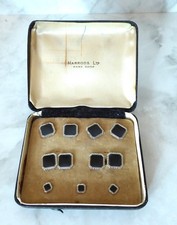 Vintage USA Krementz Dress Shirt Buttons Studs Cufflinks Tuxedo Set Harrods Box