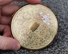 Kigu Floral Vintage Powder Compact, Refillable Makeup Case, Vanity 1950s