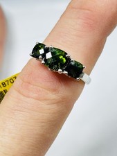 TJC silver and chrome diopside trilogy ring UK size O new with tag