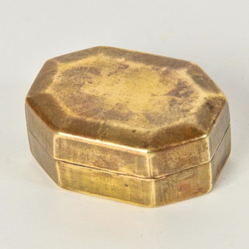 Vintage brass hexagon pill box - brass,