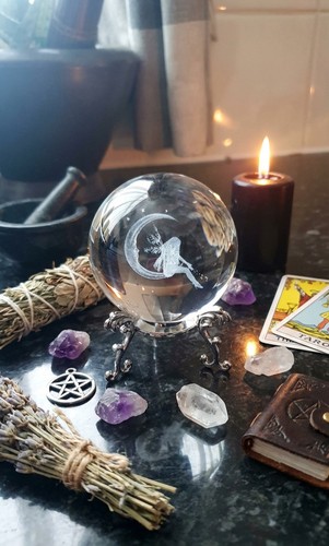 Crystal ball laser etched man - ball#,
