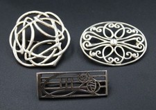 .925 STERLING SILVER Collection Of 3x Mackintosh Style Brooches, 18.66g - B22