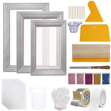Uimoso Screen Printing Kit Silk Screen Printing Frames 6x10/8x12/10x14 110 Mesh