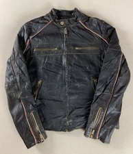 Wilsons Leather Biker Jacket Cafe Racer Jacket Black Size M