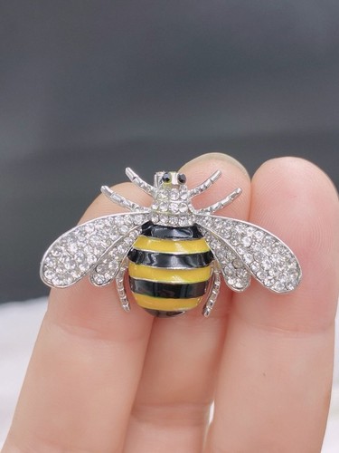 Yellow black bee brooch pin - yellow,