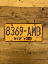Vintage New York US Car License Plate 8369-AMB