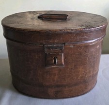 Vintage Brown Metal Oval Tin