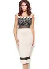 Amy Childs Cream Ivory Black Bodycon Midi Dress 8 UK Lace Occasion Wedding