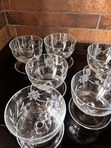 Vintage floral etched glass - 6,