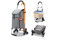 Vounot Folding Shopping Trolley On 6 Wheels,Aluminium Lightweight Shopping Cart 