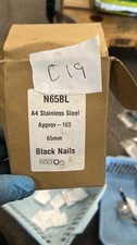 A4 Stainless Steel 65mm Black Capped Nails Approx 100 No In Box Damaged Box