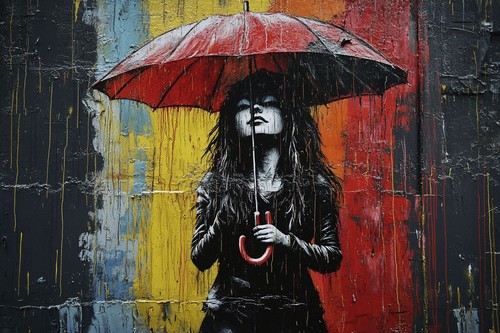 Banksy style umbrella - banksy,