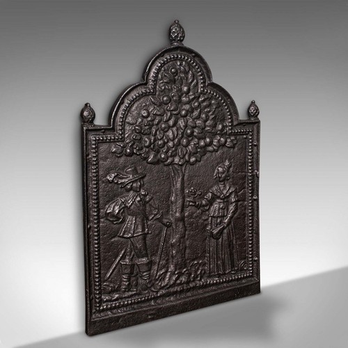 Antique decorative fire back - fire,