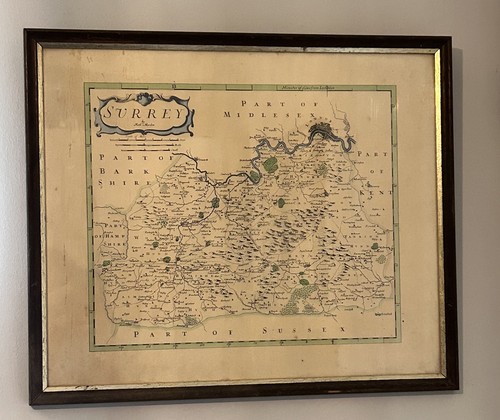 Vintage framed map surrey - framed,