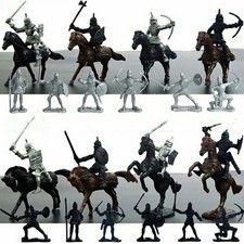 28Pc/Set Medieval Knights Warriors Horses Kids Toy Figures Static Model Playset