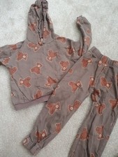 Boys Brown Teddy Bear Outfit Hooded Jumper And Jogging Bottoms 4-5 Years So Cute