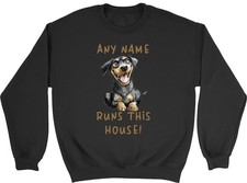 Personalised Rottweiler Pet Dog Runs This House Sweatshirt Mens Womens Jumper