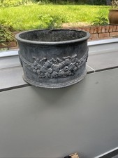 Vintage Solid Lead Garden Planter Flower Pot 27cm W. 15cm H  9.5 Kg Weight