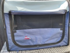 Collapsible Travel Dog Crate Kennel Blue Canvas Mesh Zip Trixie Size Medium BR4