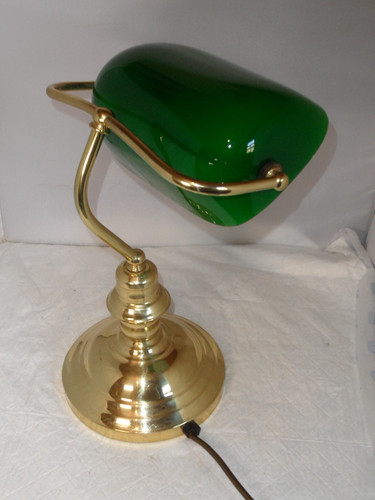 Green banker desk - lamp, brass