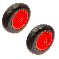 2x PU Wheel & Tyre 14'' 3.50-8 Solid Flat Free 1 Inch 25mm Bore Launch Trolley