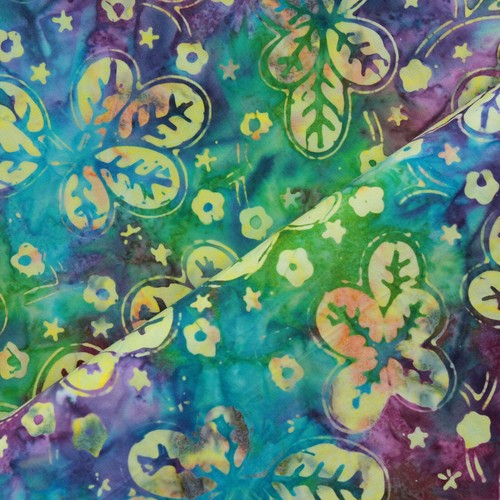 Batik fabric printed leaf - fabric,,