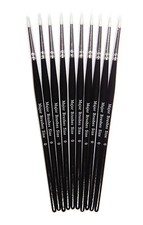 PACK 10 SIZE 0 SYNTHETIC SABLE ROUND DETAIL ARTIST ACRYLIC CRAFT PAINT BRUSHES
