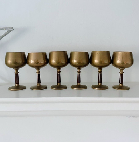 Brass wooden goblets - &,