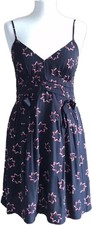 Topshop Dress 10 38 Black Star Print Empire A Line Bows Romantic Strappy Tea