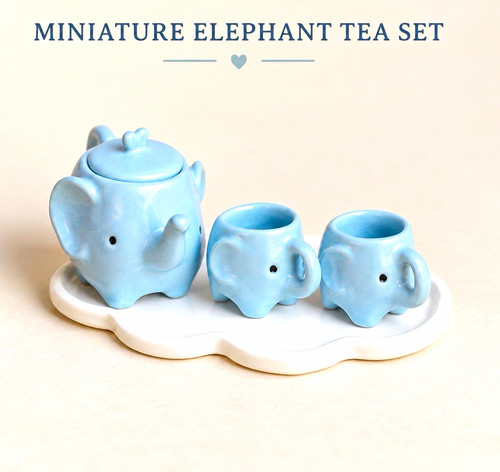 Miniature elephant tea set - elephant,
