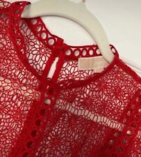 Michael Kors Red Lace Overlay Skater Dress 